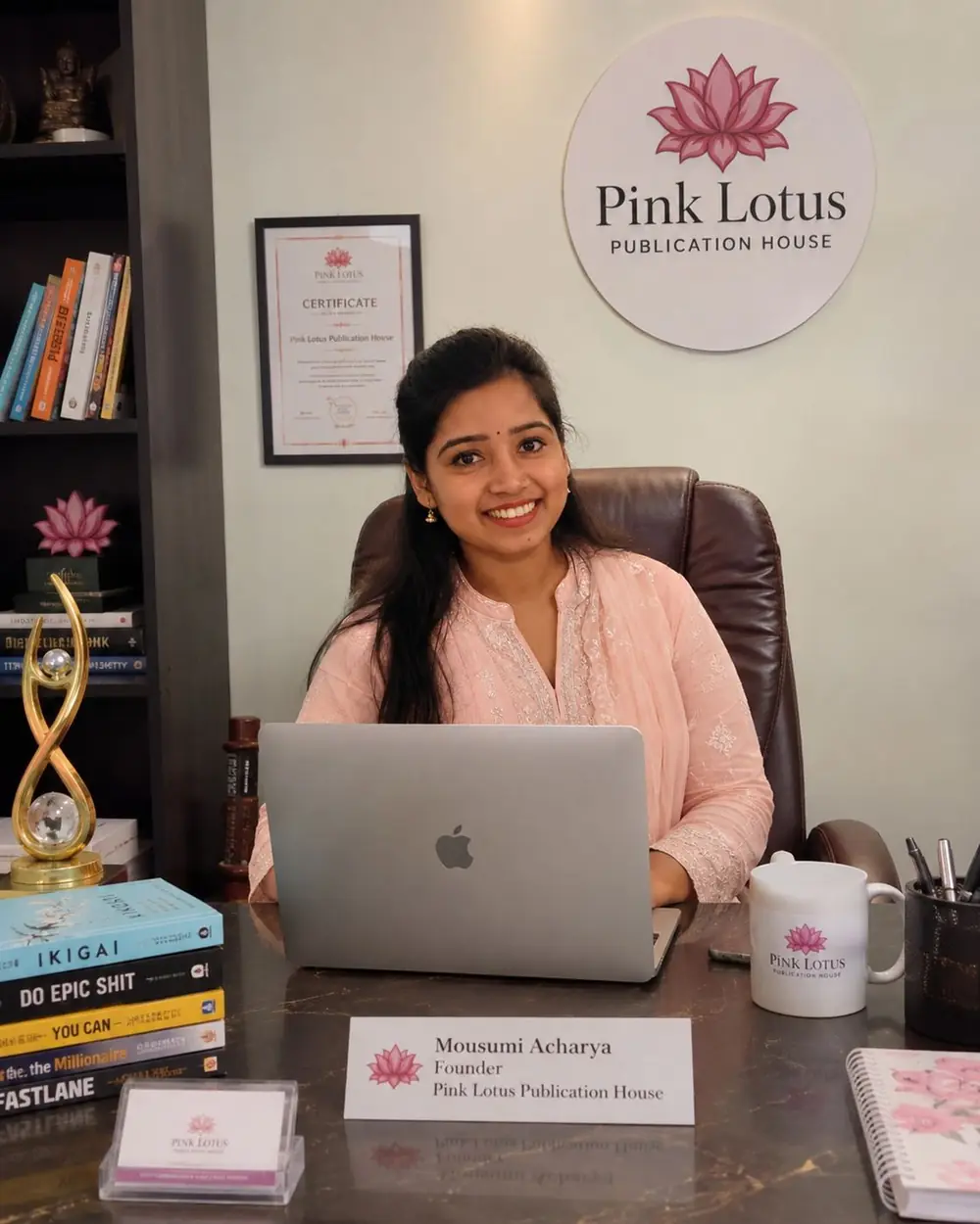 Ms. Mousumi Acharya, founder of Pink Lotus Publication House, Varanasi